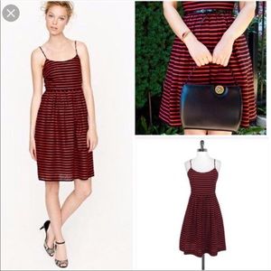 J. Crew Stripe Derby Linen Red Black Dress Size 00